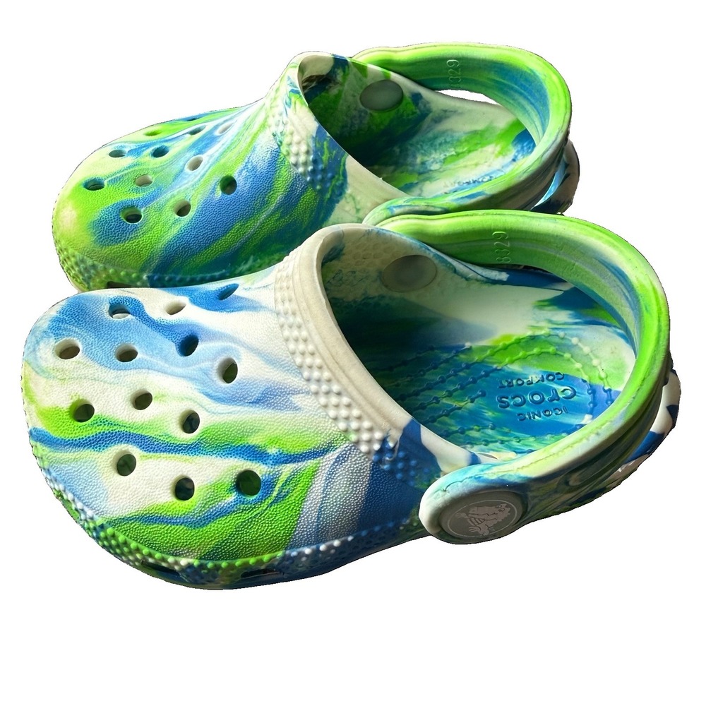 Crocs Classic Glow In The Dark Marbled Clog, Prep Blue/Multi - Toddler US C6
